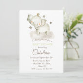 Watercolor Elephant Baby Shower Invitation Einladung (Stehend Vorderseite)