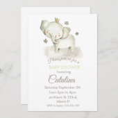 Watercolor Elephant Baby Shower Invitation Einladung (Vorne/Hinten)