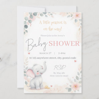 Watercolor Elephant Baby Shower Invitation Einladung
