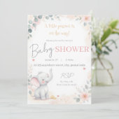 Watercolor Elephant Baby Shower Invitation Einladung (Stehend Vorderseite)