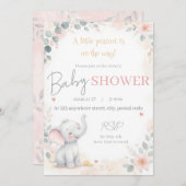 Watercolor Elephant Baby Shower Invitation Einladung (Vorne/Hinten)