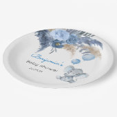 Watercolor Elephant Baby Shower Plates for Boys Pappteller (Schrägansicht)