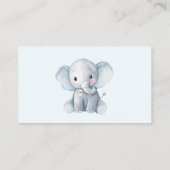 Watercolor Elephant Blue Bowtie Diaper Raffle Card Visitenkarte (Rückseite)