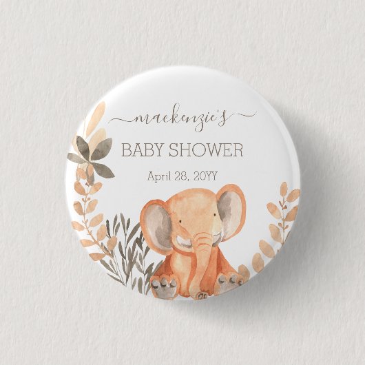 Watercolor Elephant Boho Safari Button (Vorderseite)