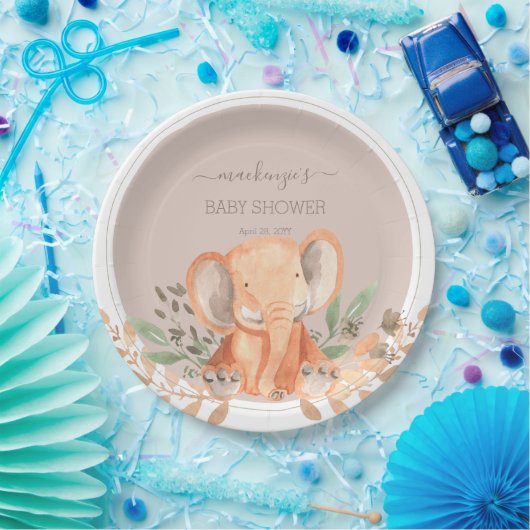 Watercolor Elephant Boho Safari Pappteller (Party)