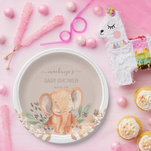 Watercolor Elephant Boho Safari Pappteller (Party)