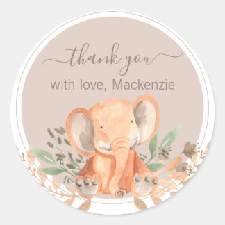 Watercolor Elephant Boho Safari Runder Aufkleber