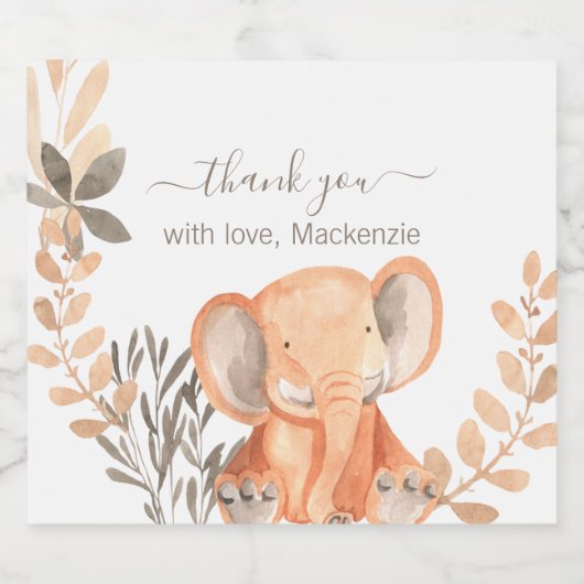 Watercolor Elephant Boho Safari Schaumweinetikett (Einzelnes Label)