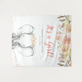 Watercolor Elephant Girl Babydusche Hintergrund Wandteppich (Vorderseite (Horizontal))