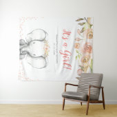 Watercolor Elephant Girl Babydusche Hintergrund Wandteppich (Beispiel (Horizontal))