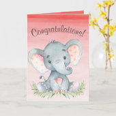 Watercolor Elephant Girl Herzlichen Glückwunsch Karte (Gelbe Blume)