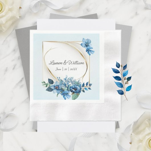 Watercolor Emery Floral Wedding Napkins Serviette