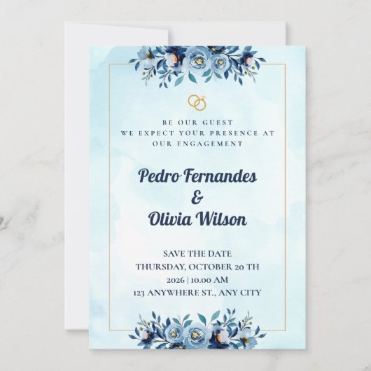 Watercolor Engagement Invitation Card Einladung (Vorderseite)