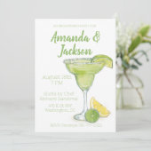 Watercolor Engagement Party Margarita Cocktail Einladung (Stehend Vorderseite)