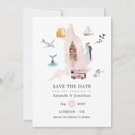 Watercolor England Vereinigtes Königreich Wedding Save The Date