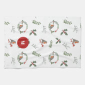 Watercolor Englisch Robin Christmas Holiday Geschirrtuch (Horizontal)