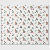 Watercolor Englisch Robin Christmas Weihnachtsgesc Geschenkpapier (Flach)