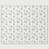 Watercolor Englisch Robin Christmas Weihnachtsgesc Geschenkpapier (Flach)