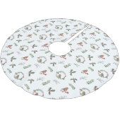 Watercolor Englisch Robin Christmas Weihnachtsgesc Polyester Weihnachtsbaumdecke (Schrägansicht)