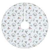 Watercolor Englisch Robin Christmas Weihnachtsgesc Polyester Weihnachtsbaumdecke (Vorderseite)