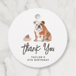 Watercolor English Bulldog Birthday Danke Geschenkanhänger
