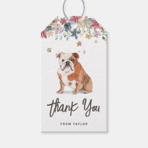 Watercolor English Bulldog Birthday Danke Geschenkanhänger
