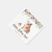 Watercolor English Bulldog Birthday Danke Serviette (Ecke)