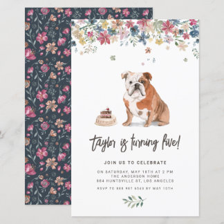 Watercolor English Bulldog - Einladung zum Geburts