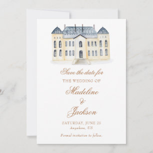 Watercolor English Manor Anwesen Wedding Save The Date