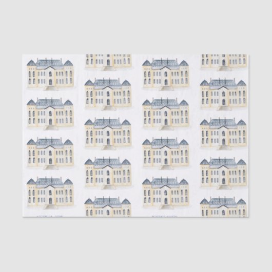 Watercolor English Manor Anwesen Wedding Seidenpapier (Vorderseite)