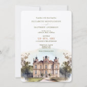 Watercolor English Manor Wedding Einladung (Vorderseite)