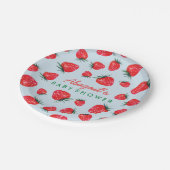 Watercolor-Erdbeerpersonalisierte Baby-Dusche Pappteller (Schrägansicht)