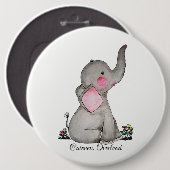 Watercolor-erröten niedlicher Baby-Elefant mit u. Button (Vorne & Hinten)