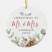 Watercolor Erster Weihnachtsmann Herr + Frau Ornam Keramik Ornament (Vorne)