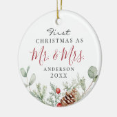 Watercolor Erster Weihnachtsmann Herr + Frau Ornam Keramik Ornament (Links)