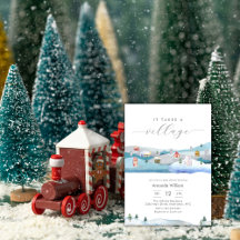 Watercolor Es braucht ein Dorf Winter-Baby-Party