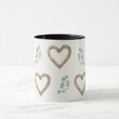 Watercolor eucalyptus and wood hearts tasse (Zentrum)