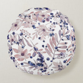 Watercolor Eucalyptus Blueberry Botanical Art Love Rundes Kissen