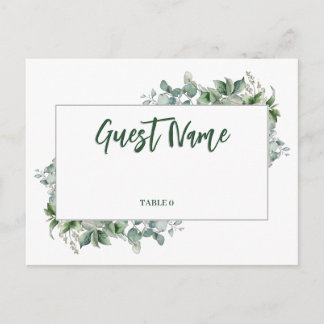 Watercolor Eucalyptus Border Table Place Card Postkarte