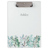 Watercolor Eucalyptus Botanical Border Clipboard Klemmbrett (Vorderseite)