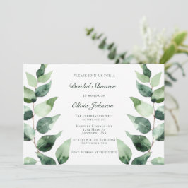 Watercolor Eucalyptus Bridal Shower | White Einladung