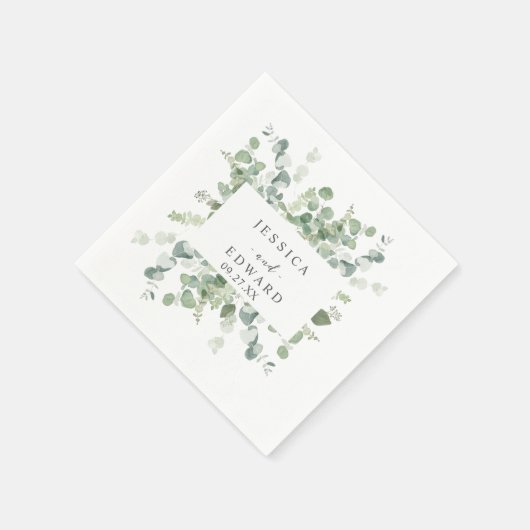 watercolor eucalyptus frame serviette (Ecke)