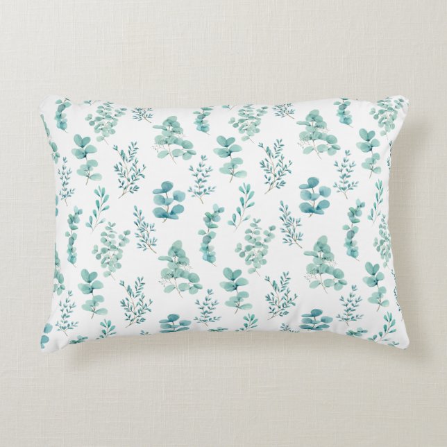 Watercolor Eucalyptus Greenery Accent Pillow Dekokissen (Vorderseite)