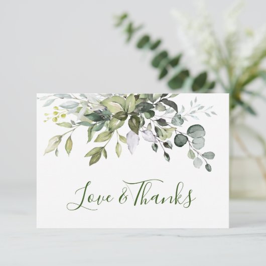 Watercolor Eucalyptus Greenery Dankeskarte (Stehend Vorderseite)