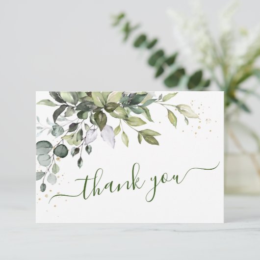 Watercolor Eucalyptus Greenery Dankeskarte (Stehend Vorderseite)