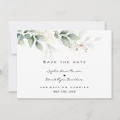 Watercolor Eucalyptus Greenery Gold Wedding Save The Date (Vorderseite)