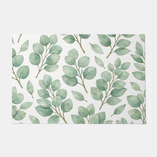 Watercolor Eucalyptus Greenery Pattern Fußmatte (Vorderseite)