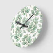 Watercolor Eucalyptus Greenery Pattern Runde Wanduhr (Winkel)