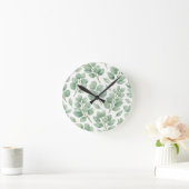 Watercolor Eucalyptus Greenery Pattern Runde Wanduhr (Zuhause)