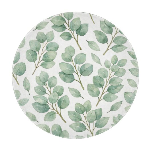 Watercolor Eucalyptus Greenery Pattern Schneidebrett (Vorderseite)